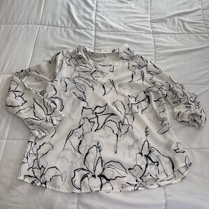 Floral Black and White Women's Blouse